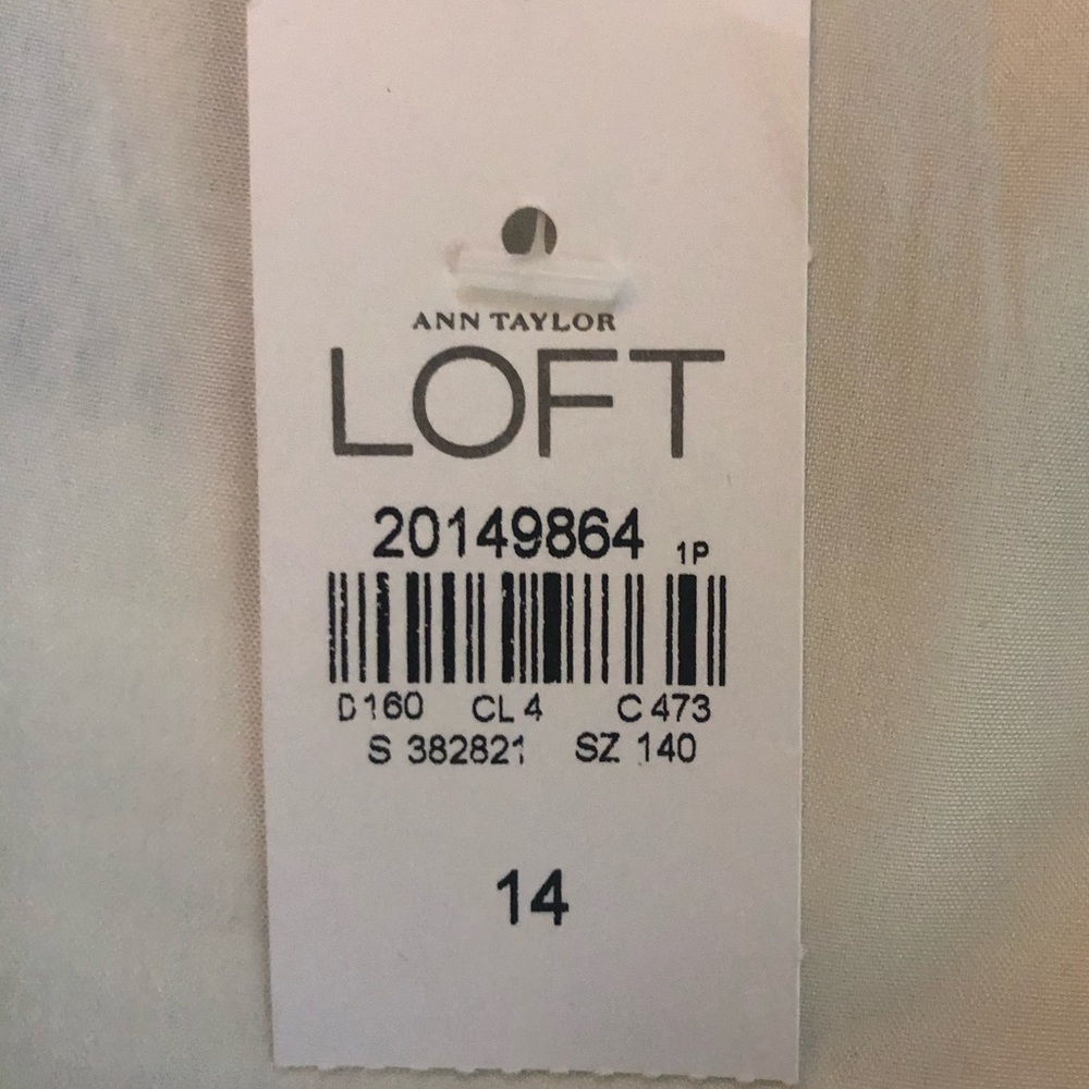 Loft Striped Illusion shift skirt navy blue and white fringe detail size 14 NWT - Picture 6 of 14